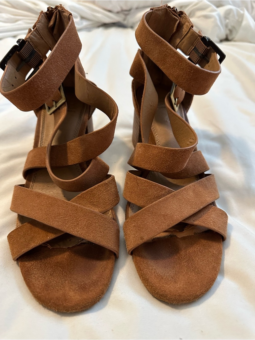 Gianni Bini Women's Brown Suede Strappy Sandals